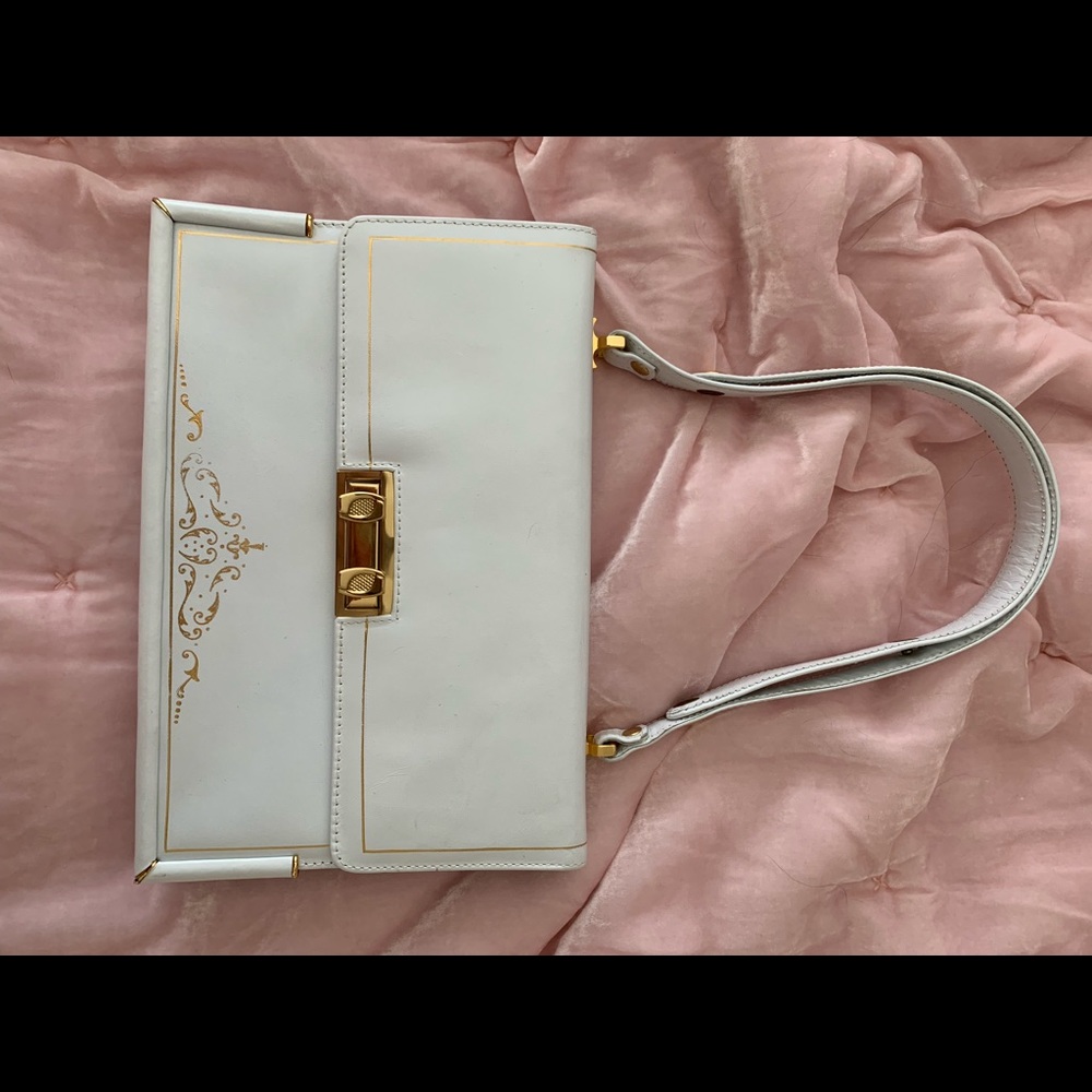 Gorgeous Vintage Italian Leather Handbag White
